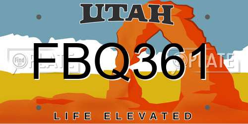 FBQ361 Utah License Plate