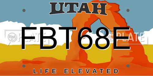 FBT68E Utah License Plate
