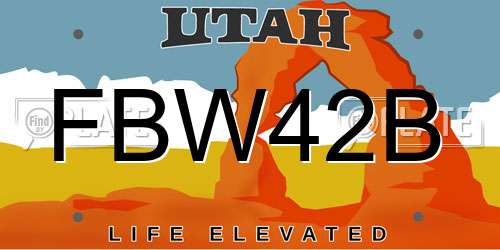 FBW42B Utah License Plate
