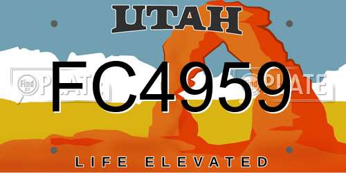 FC4959 Utah License Plate