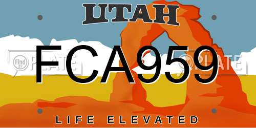 FCA959 Utah License Plate