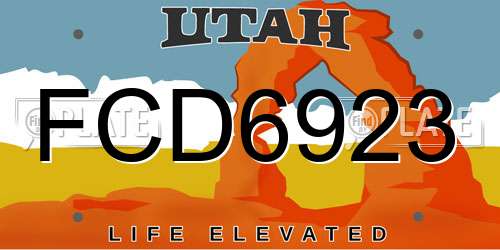 FCD6923 Utah License Plate