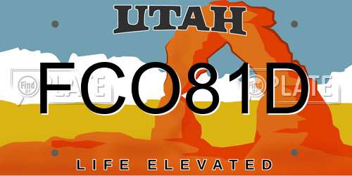 FCO81D Utah License Plate