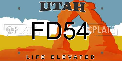 FD54 Utah License Plate