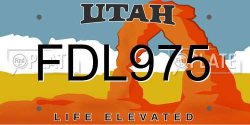 FDL975 Utah License Plate