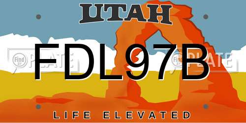 FDL97B Utah License Plate