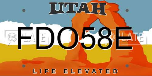 FDO58E Utah License Plate