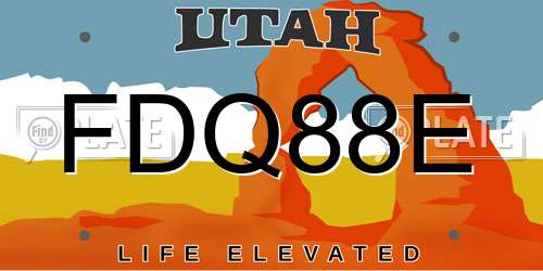 FDQ88E Utah License Plate