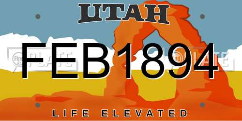 FEB1894 Utah License Plate