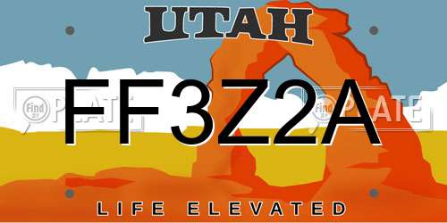 FF3Z2A Utah License Plate