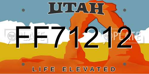 FF71212 Utah License Plate