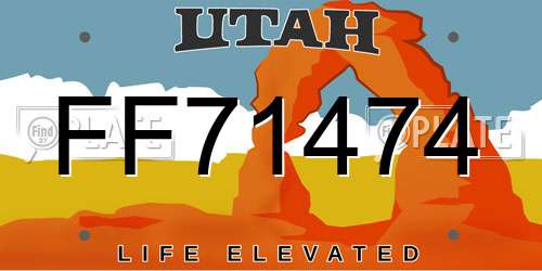 FF71474 Utah License Plate