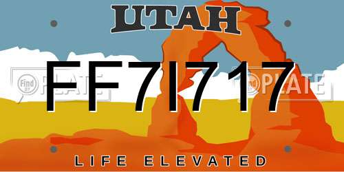 FF7I717 Utah License Plate