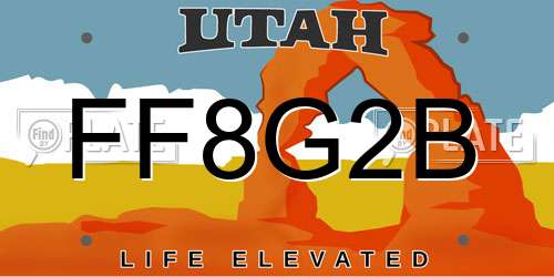 FF8G2B Utah License Plate