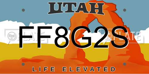 FF8G2S Utah License Plate