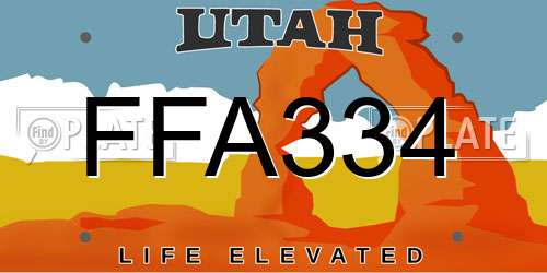 FFA334 Utah License Plate