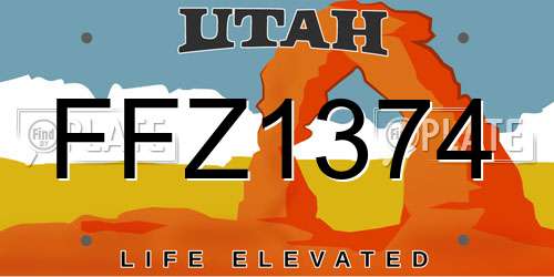 FFZ1374 Utah License Plate