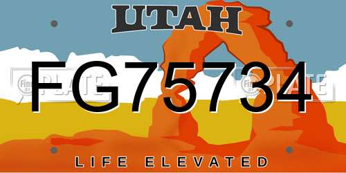FG75734 Utah License Plate