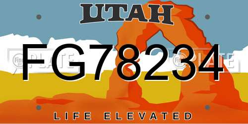 FG78234 Utah License Plate