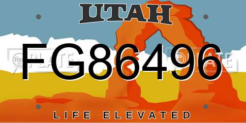 FG86496 Utah License Plate