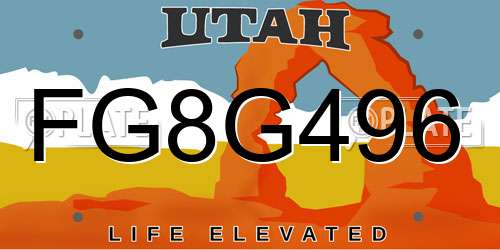 FG8G496 Utah License Plate