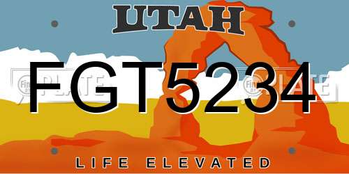 FGT5234 Utah License Plate