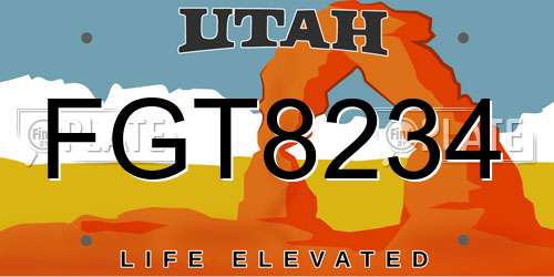 FGT8234 Utah License Plate