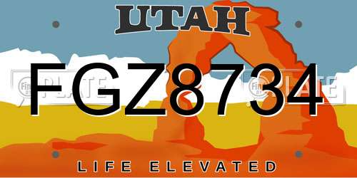 FGZ8734 Utah License Plate