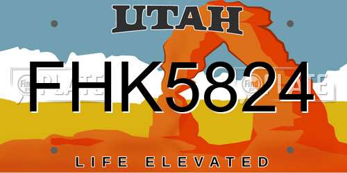 FHK5824 Utah License Plate