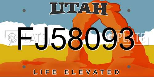 FJ58093 Utah License Plate