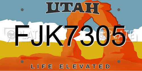 FJK7305 Utah License Plate