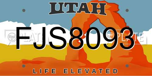FJS8093 Utah License Plate