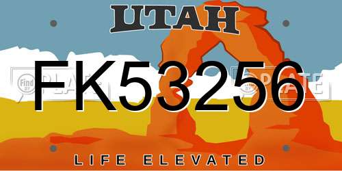 FK53256 Utah License Plate