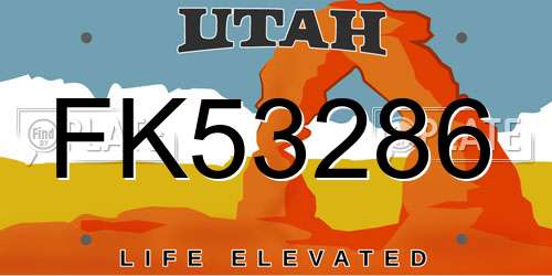 FK53286 Utah License Plate