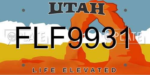FLF9931 Utah License Plate