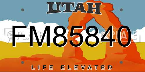 FM85840 Utah License Plate