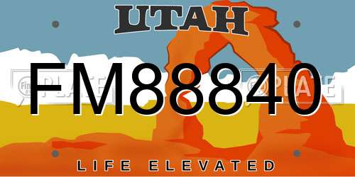 FM88840 Utah License Plate