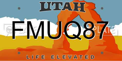 FMUQ87 Utah License Plate
