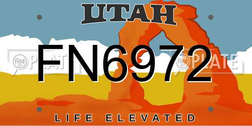 FN6972 Utah License Plate