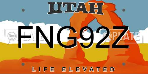 FNG92Z Utah License Plate