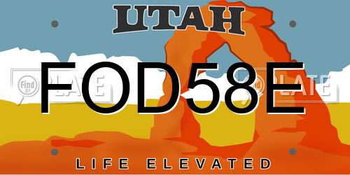 FOD58E Utah License Plate
