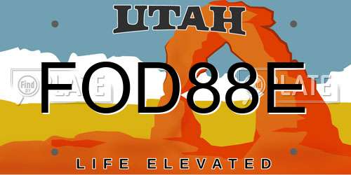 FOD88E Utah License Plate
