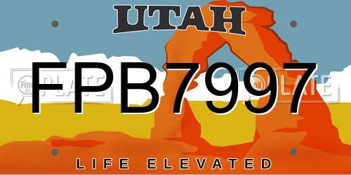 FPB7997 Utah License Plate