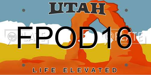 FPOD16 Utah License Plate
