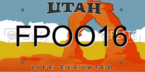 FPOO16 Utah License Plate