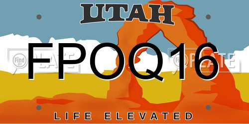 FPOQ16 Utah License Plate