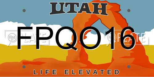 FPQO16 Utah License Plate