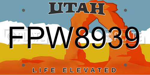 FPW8939 Utah License Plate