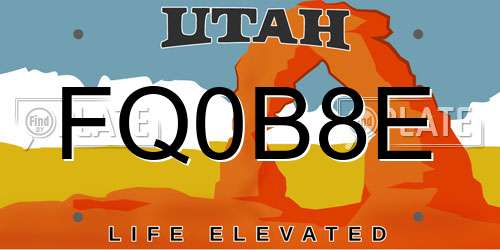 FQ0B8E Utah License Plate
