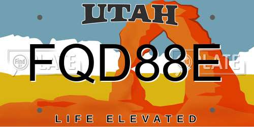FQD88E Utah License Plate